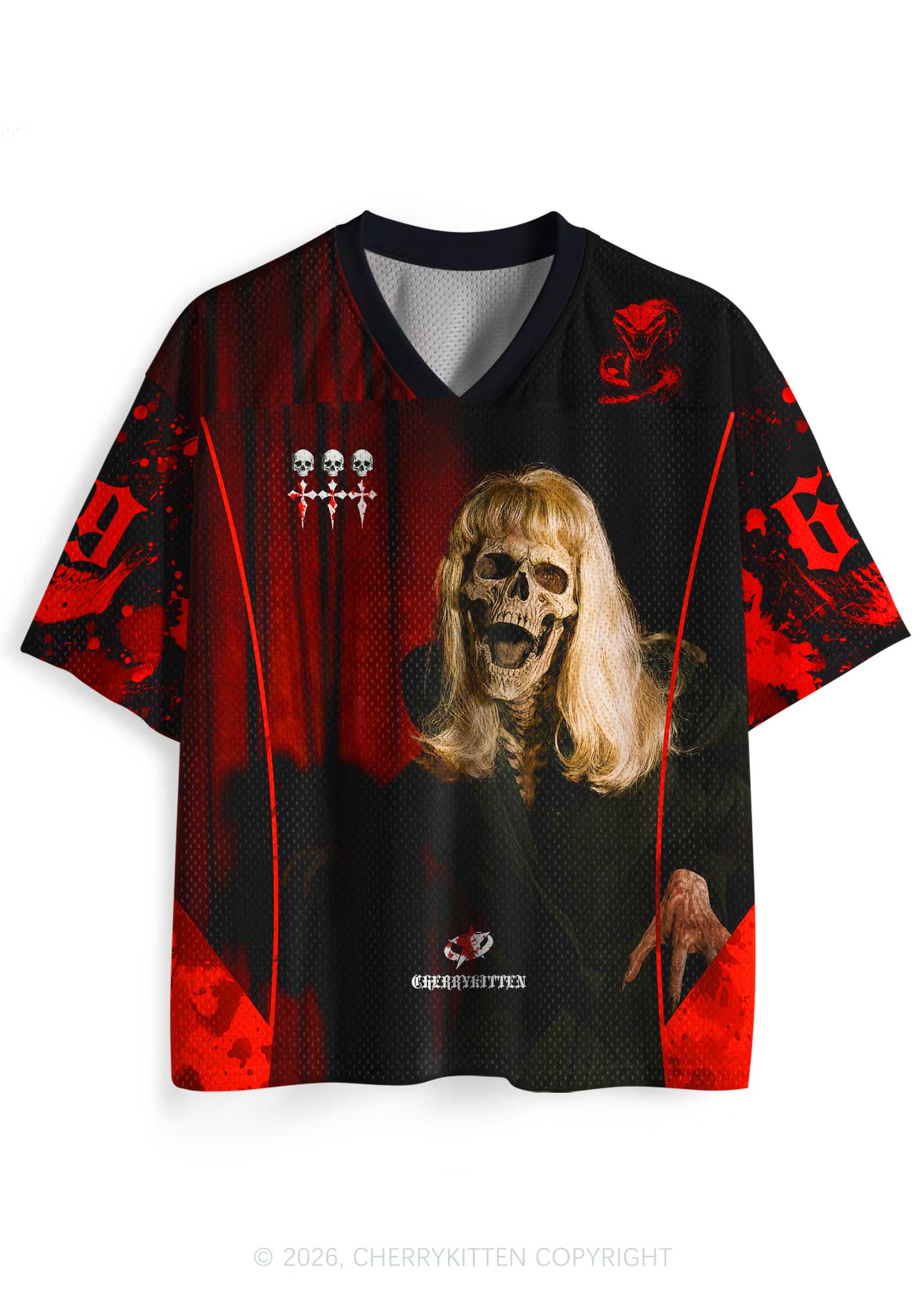 Halloween Blonde Skull Y2K Sport Jersey Shirts Cherrykitten