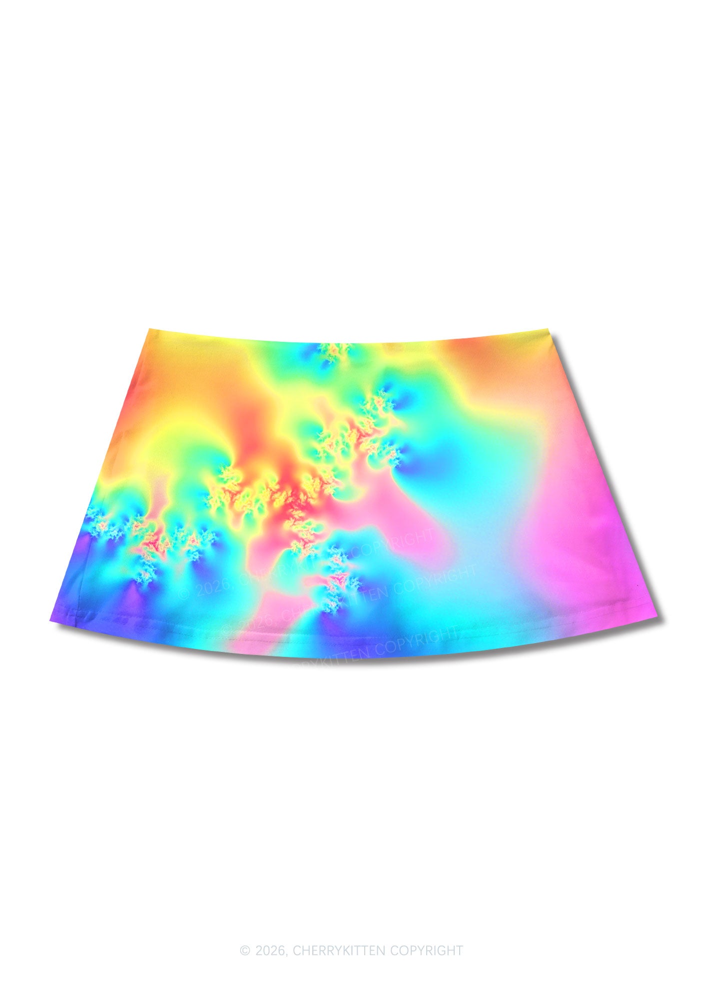 Rainbow Thermal Pride Y2K Print Mini Skirt Cherrykitten