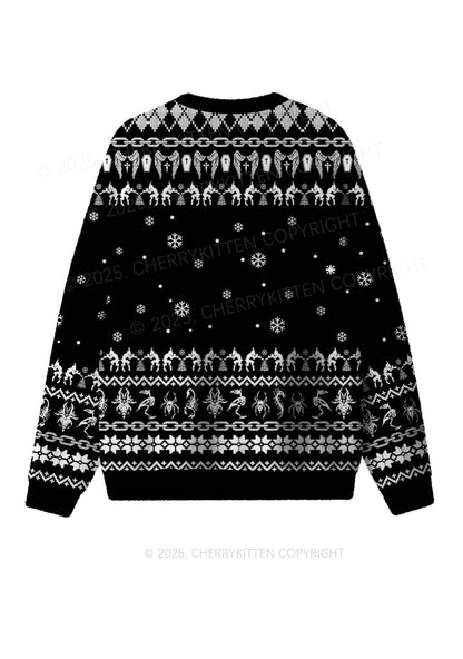 Black Punk Cxxt Y2K Christmas Knit Sweatshirt Cherrykitten