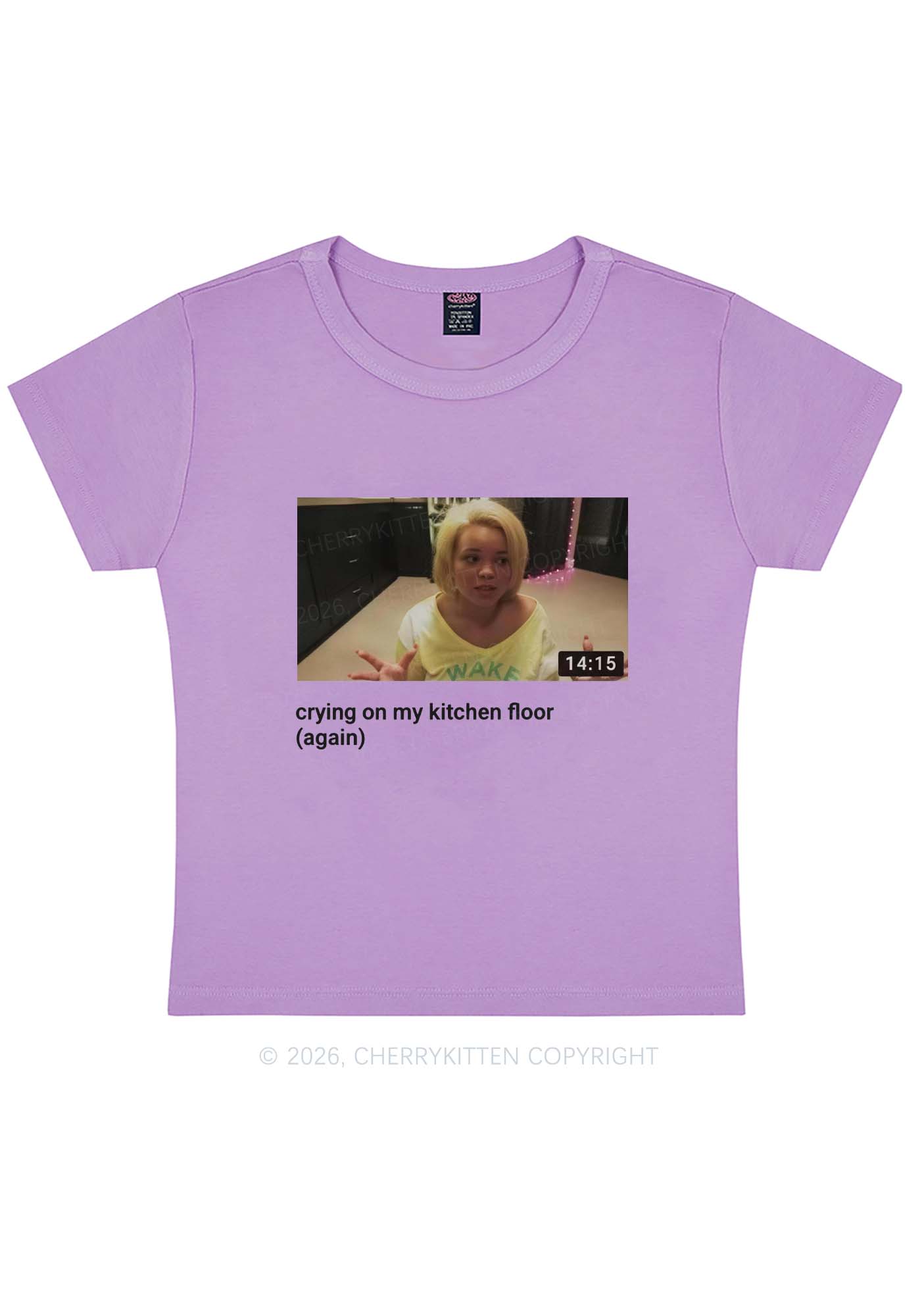 Crying On Kitchen Floor Y2K Baby Tee Cherrykitten