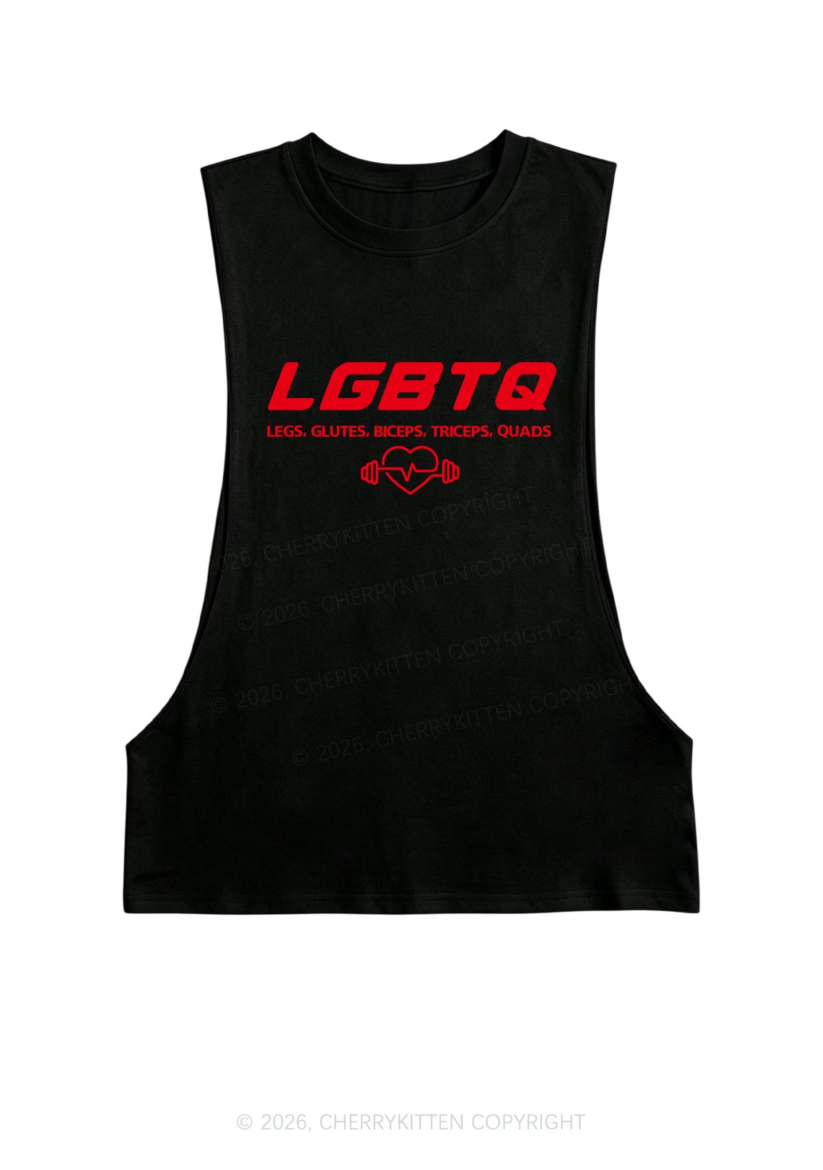 LGBTQ Heart Pride Y2K Men Muscle Side Cutoff Tank Top Cherrykitten