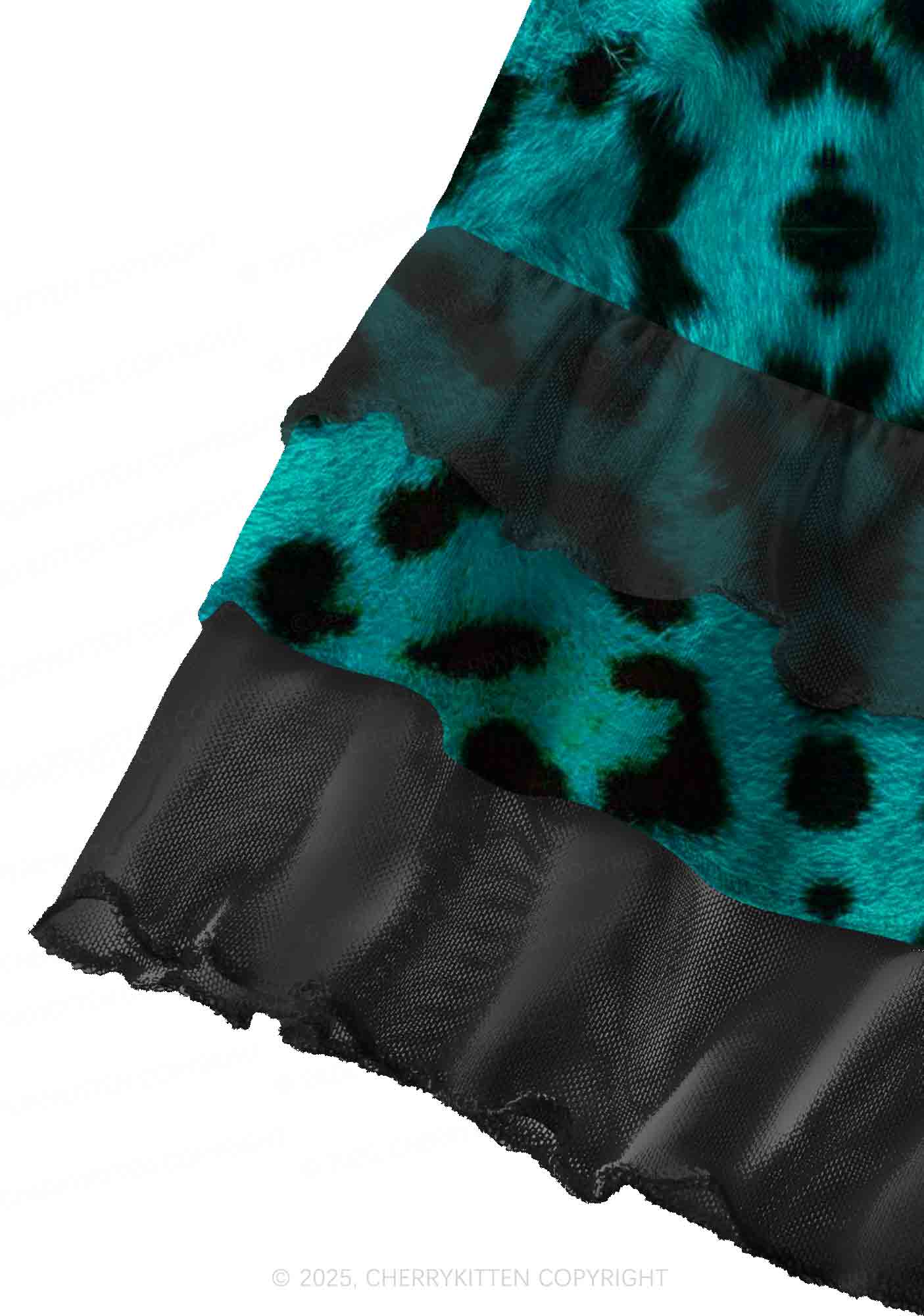 Green Leopard Y2K Print Mini Layered Skirt Cherrykitten
