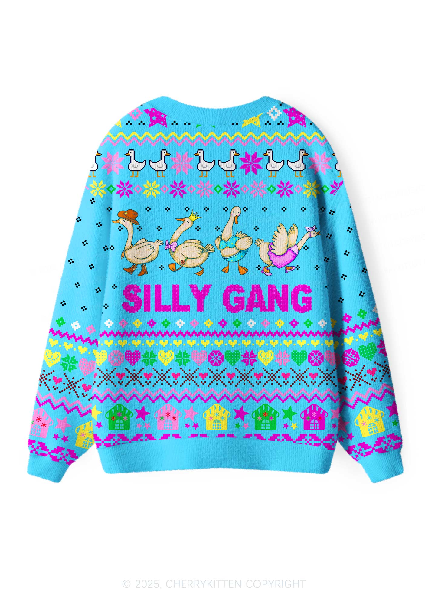Silly Gang Y2K Christmas Cardigan Knit Sweatshirt Cherrykitten