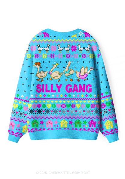 Silly Gang Y2K Christmas Cardigan Knit Sweatshirt Cherrykitten