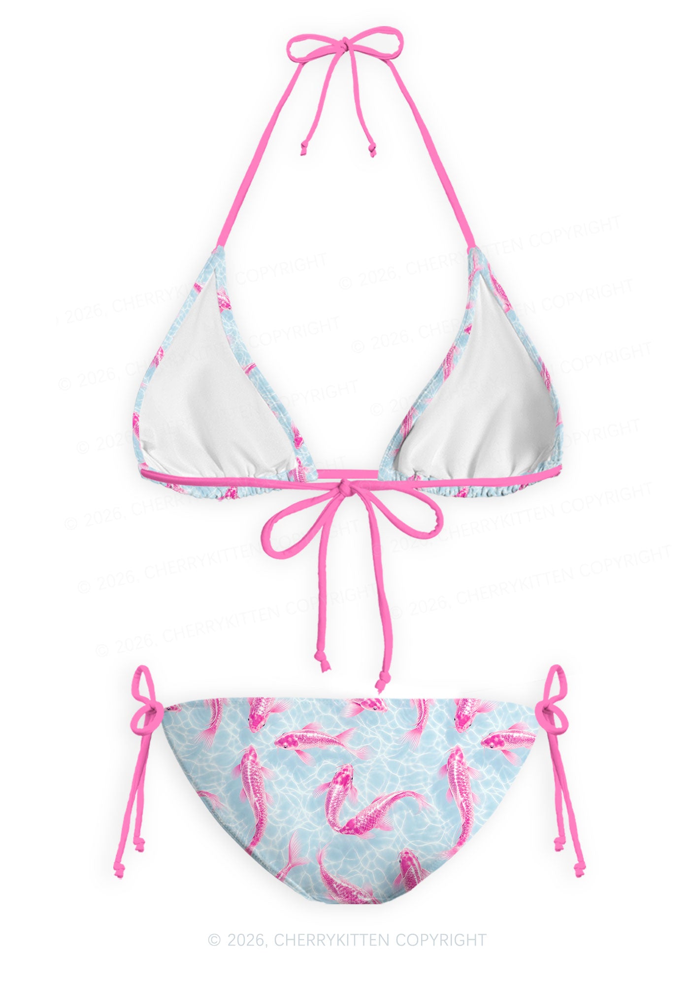 Pink Koi Fish Y2K Print Bikini Set Cherrykitten