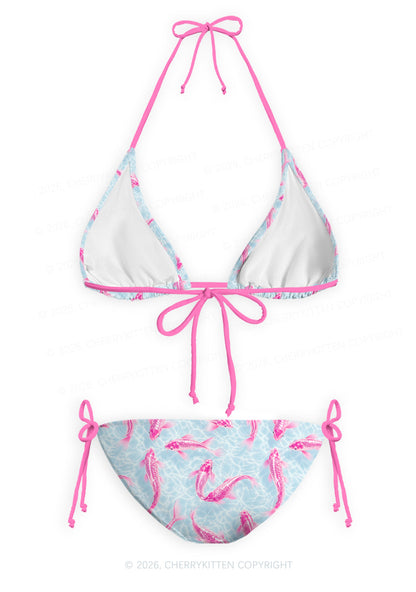 Pink Koi Fish Y2K Print Bikini Set Cherrykitten