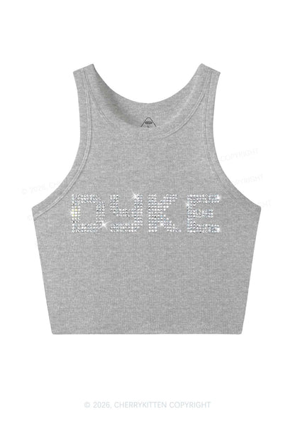 Rhinestone Dyke Pride Y2K Crop Tank Top Cherrykitten