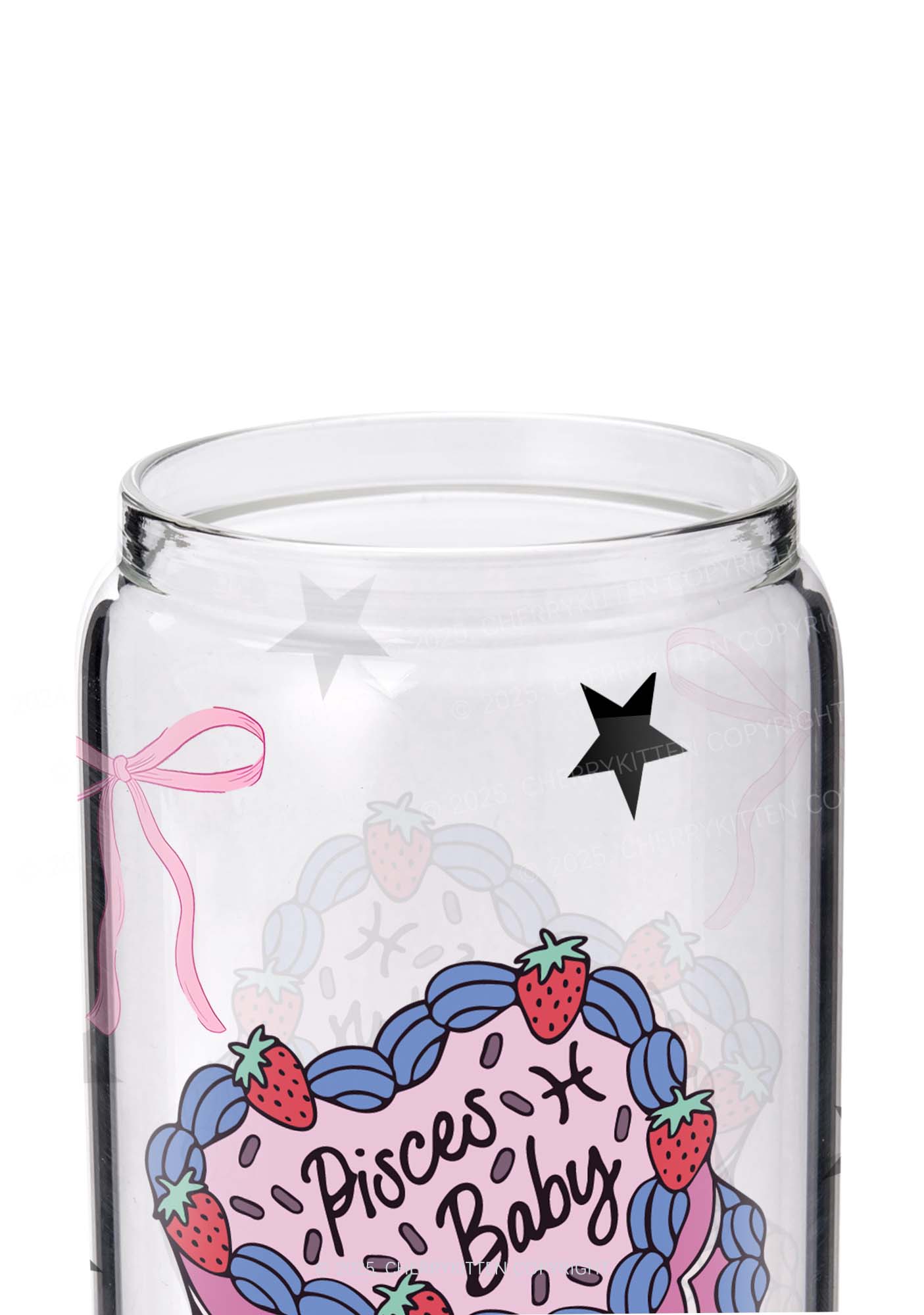 Pisces Baby Y2K Printed Glass Cup Cherrykitten