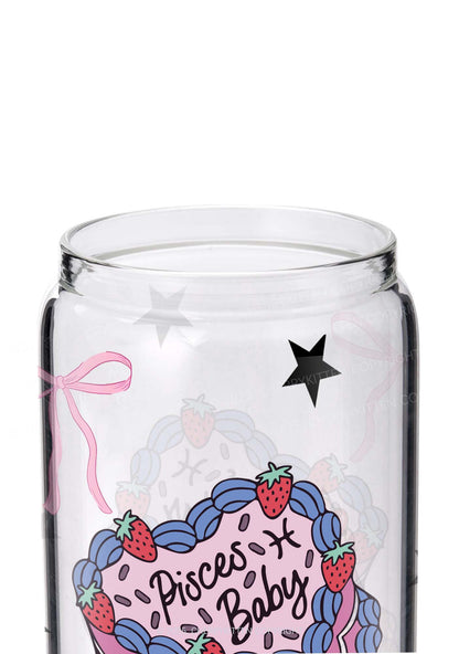 Pisces Baby Y2K Printed Glass Cup Cherrykitten