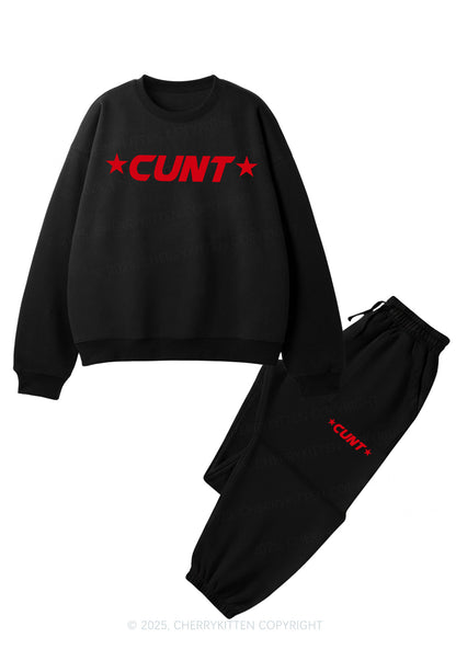 Star Count Y2K Fleece Sweatshirts Set Cherrykitten
