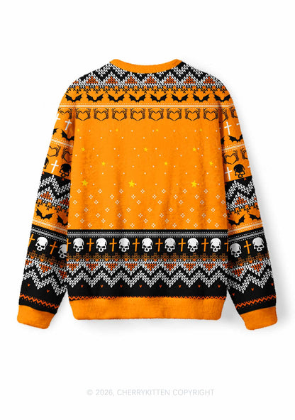 Halloween Skeleton Dog Well Shxt Y2K Christmas Knit Sweatshirt Cherrykitten