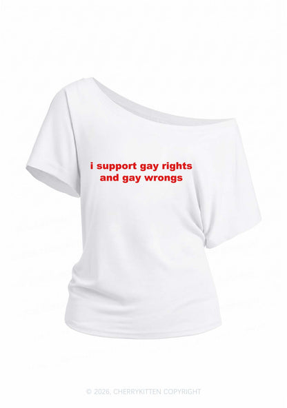 Support Gay Rights Y2K Off Shoulder Tee Cherrykitten