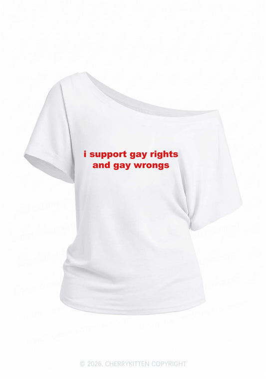 Support Gay Rights Y2K Off Shoulder Tee Cherrykitten