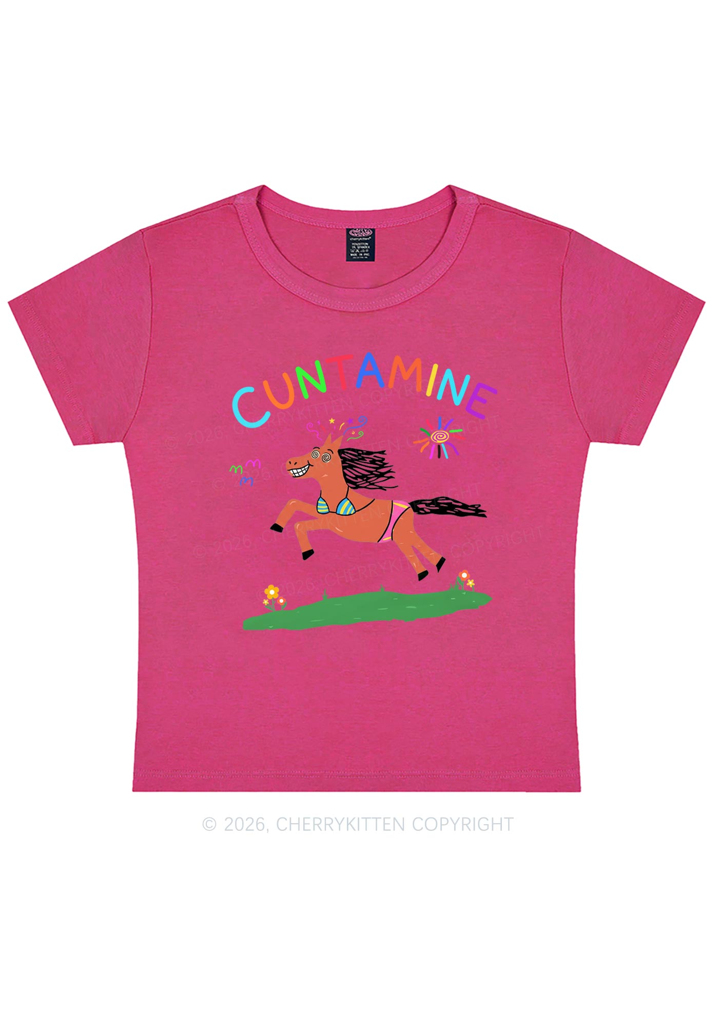 Cxxtamine Pony Y2K Baby Tee Cherrykitten