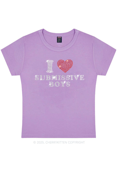Rhinestone I Love S Boys Y2K Baby Tee Cherrykitten