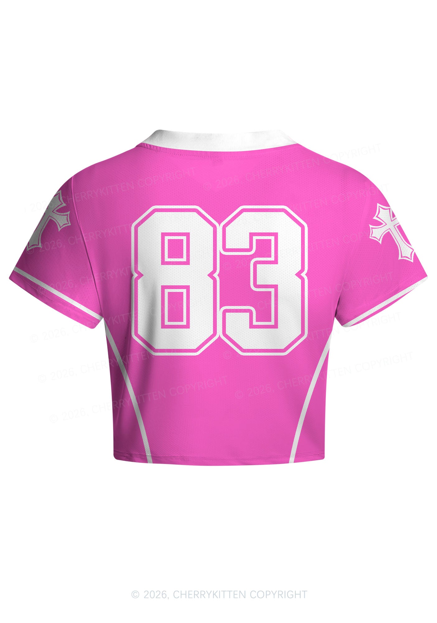 Pink Cxxt Y2K Crop Football Jersey Shirts Cherrykitten