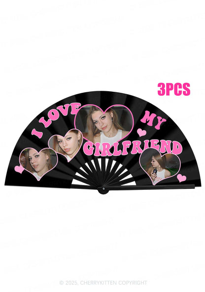 Custom GF BF Photo Valentine's Day Y2K Rave Hand Fan Cherrykitten