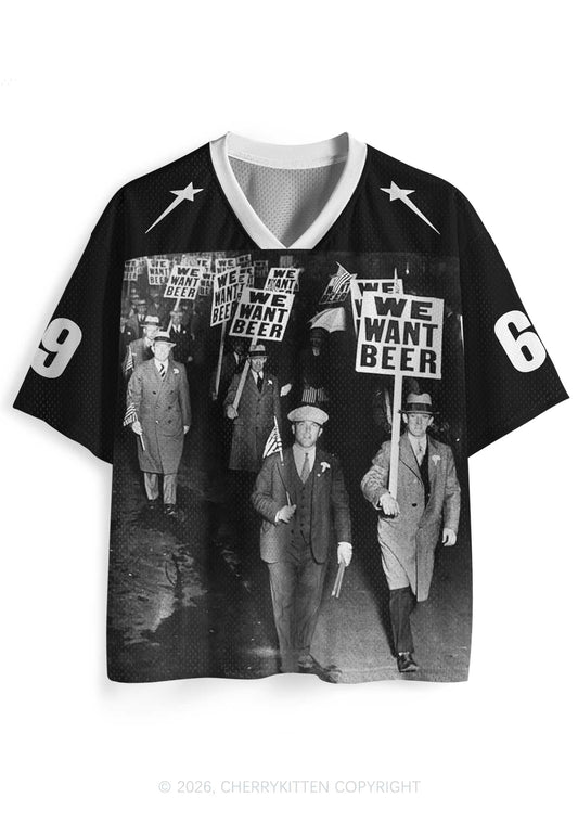 We Want Beer Y2K Sport Jersey Shirts Cherrykitten