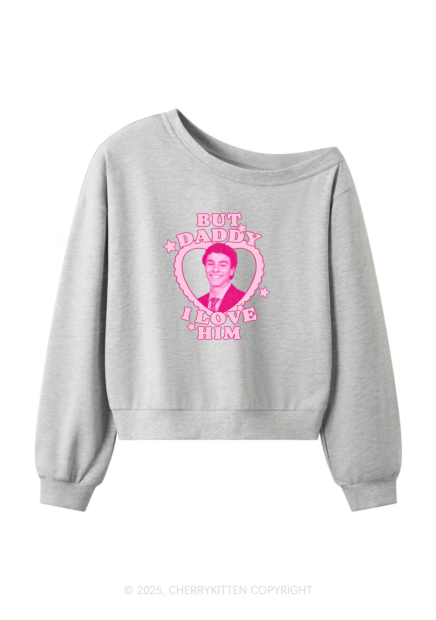 Daddy I Love Him Luigi Y2K Off Shoulder Sweatshirts Cherrykitten