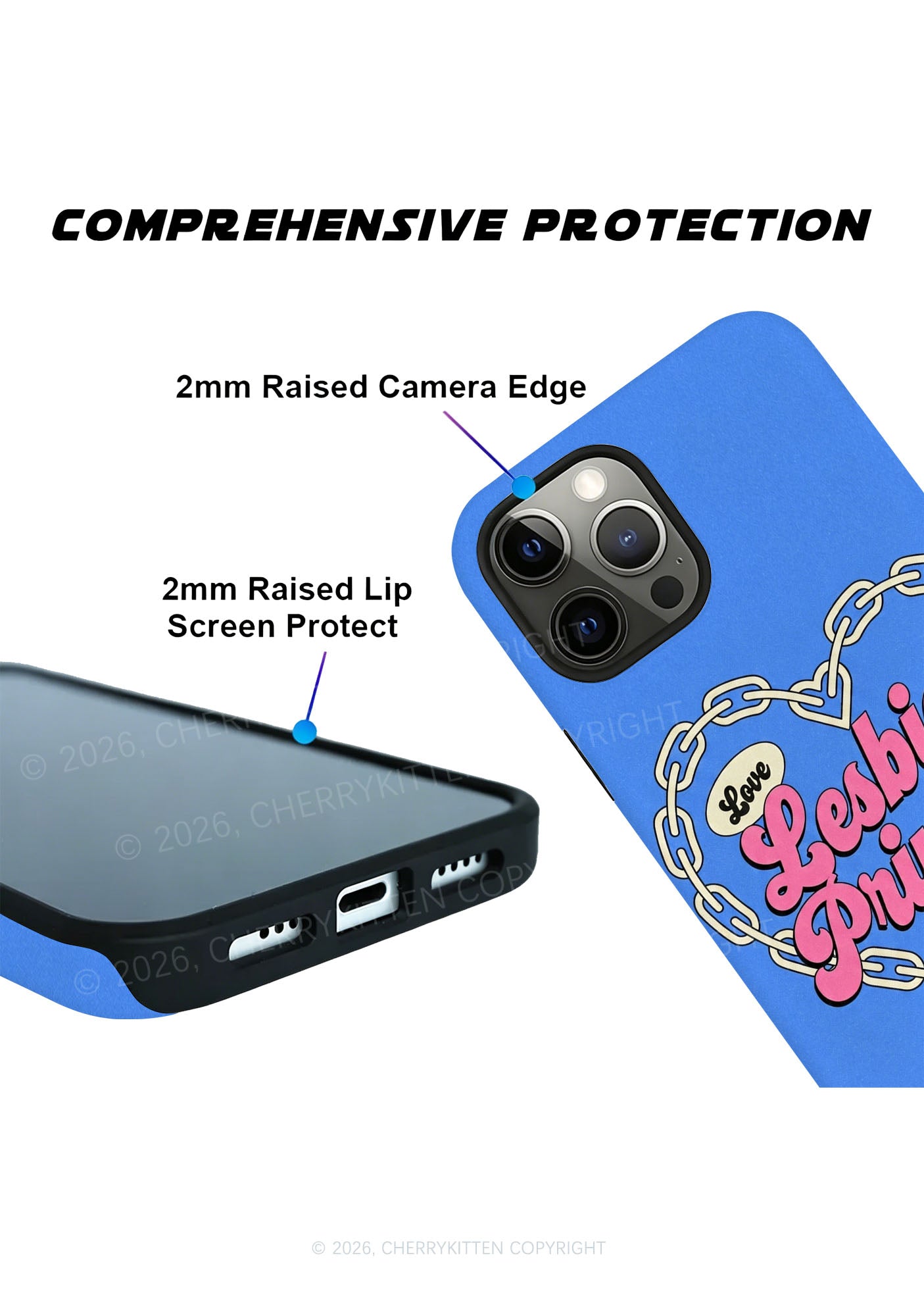 Lesbian Princess Heart Chain Pride Y2K Phone Case Cherrykitten