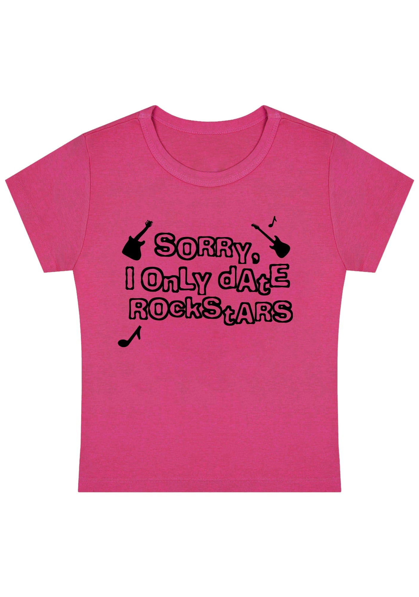 Only Date Rockstars Guitars Y2k Baby Tee