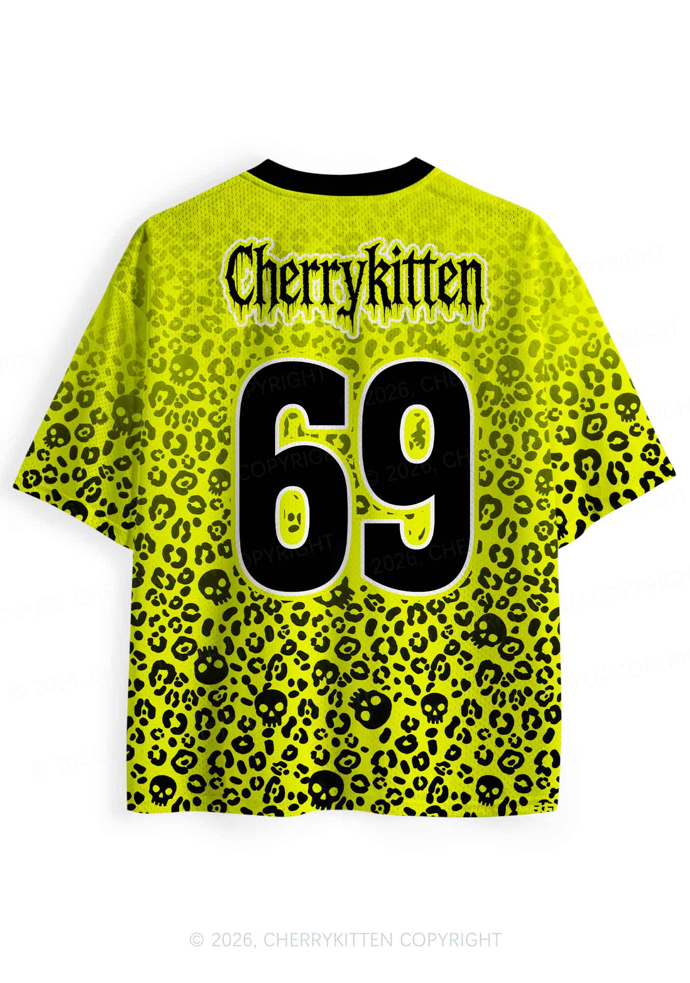 Halloween Yellow Skulls Leopard Y2K Sport Jersey Shirts Cherrykitten