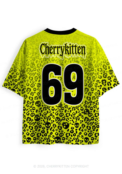 Halloween Yellow Skulls Leopard Y2K Sport Jersey Shirts Cherrykitten