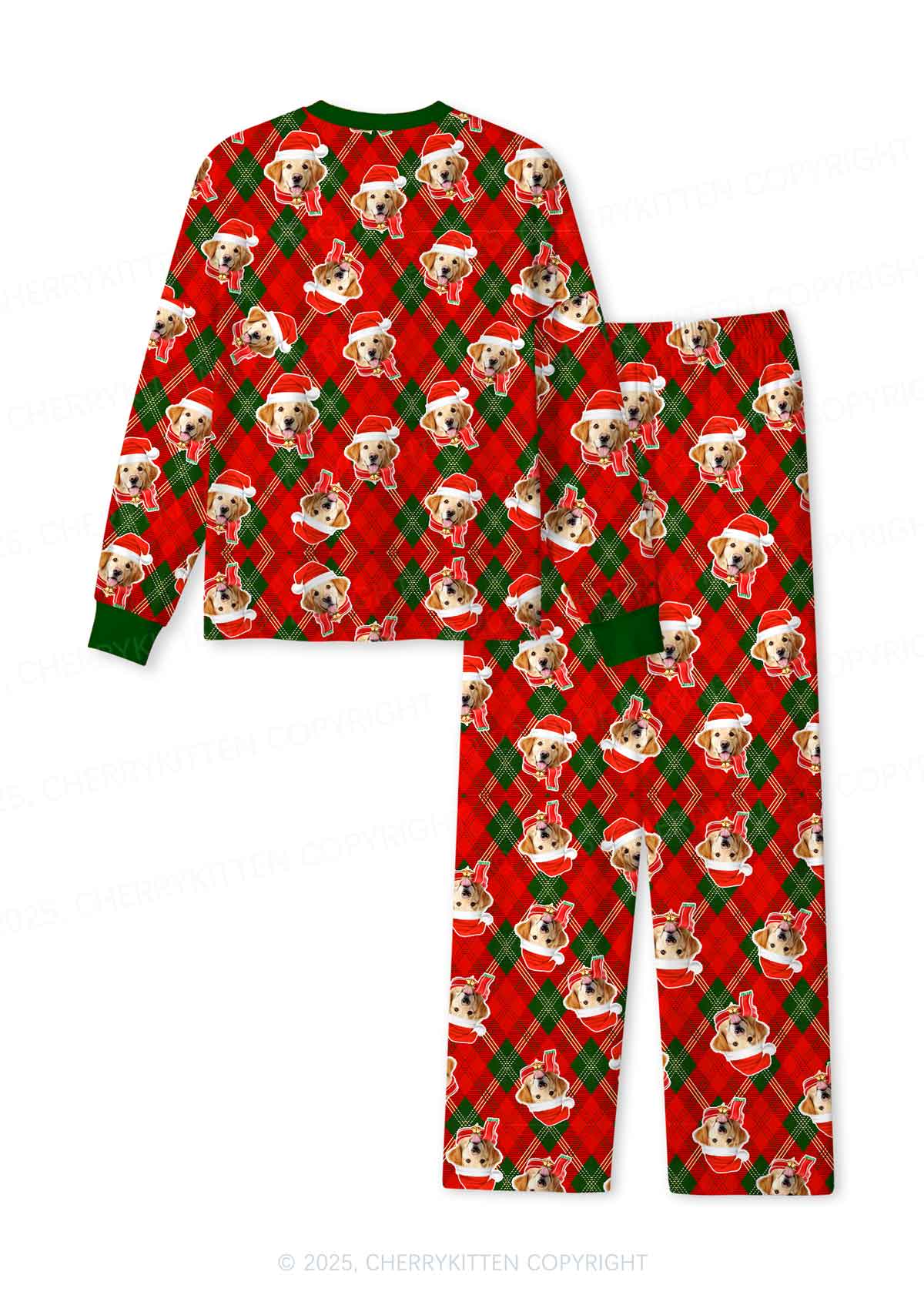 Custom Merry Dog Face Y2K Print Long Sleeve Pajama Set Cherrykitten