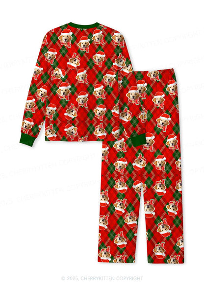 Custom Merry Dog Face Y2K Print Long Sleeve Pajama Set Cherrykitten