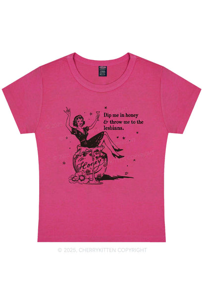 Throw Me To The Lesbians Pride Y2K Baby Tee Cherrykitten