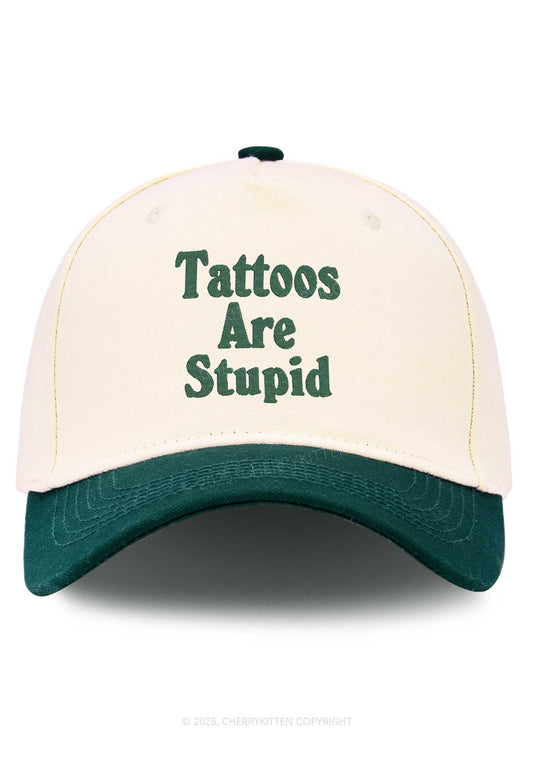 Embroidered Tattoos Are Stupid Y2K Color Block Baseball Cap Cherrykitten