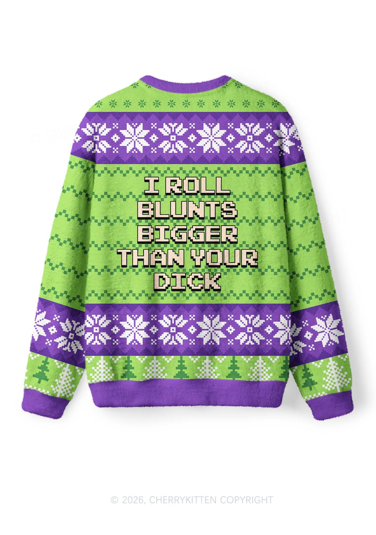 I Roll Blunts Y2K Christmas Knit Sweatshirt Cherrykitten