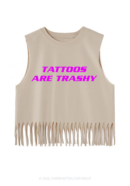 Tattoos Are Trashy Y2K Fringe Tank Top Cherrykitten