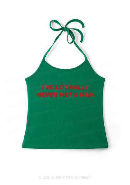 Never Met A Man Pride Y2K Halter Neck Cami Cherrykitten