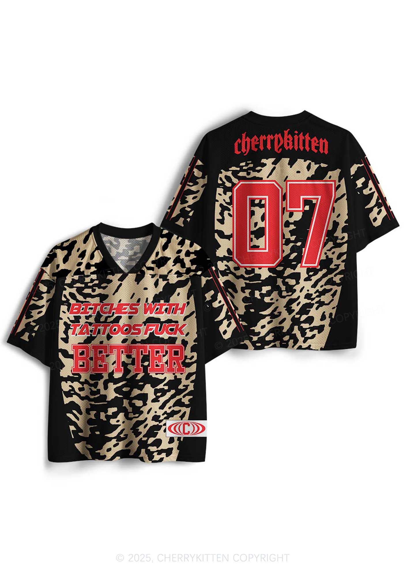 Custom Bxxches With Tattoos Fxxk Better Y2K Mesh Jersey Shirts Cherrykitten