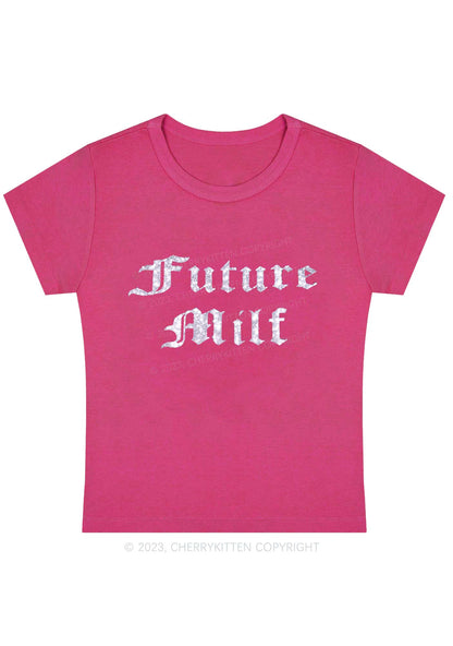 Silver Glitter Future Mxxf Y2K Baby Tee Cherrykitten