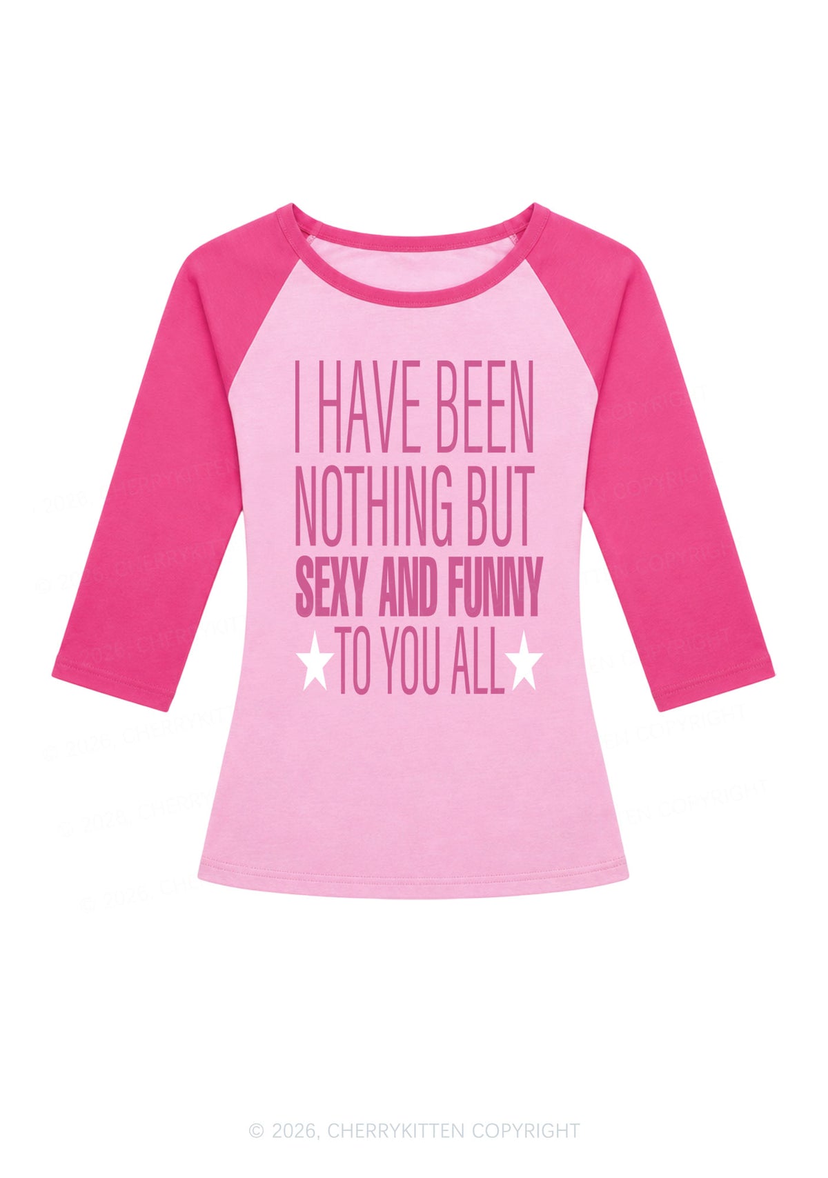 I Have Been Funny Y2K Raglan Sleeve Crop Top Cherrykitten