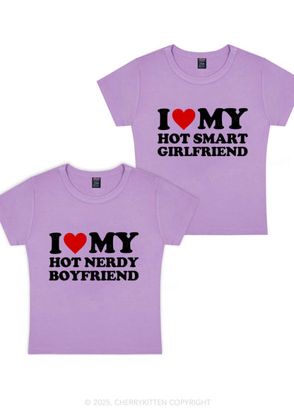 I Love My Hot Nerdy BF Y2K Valentine's Day Baby Tee Cherrykitten