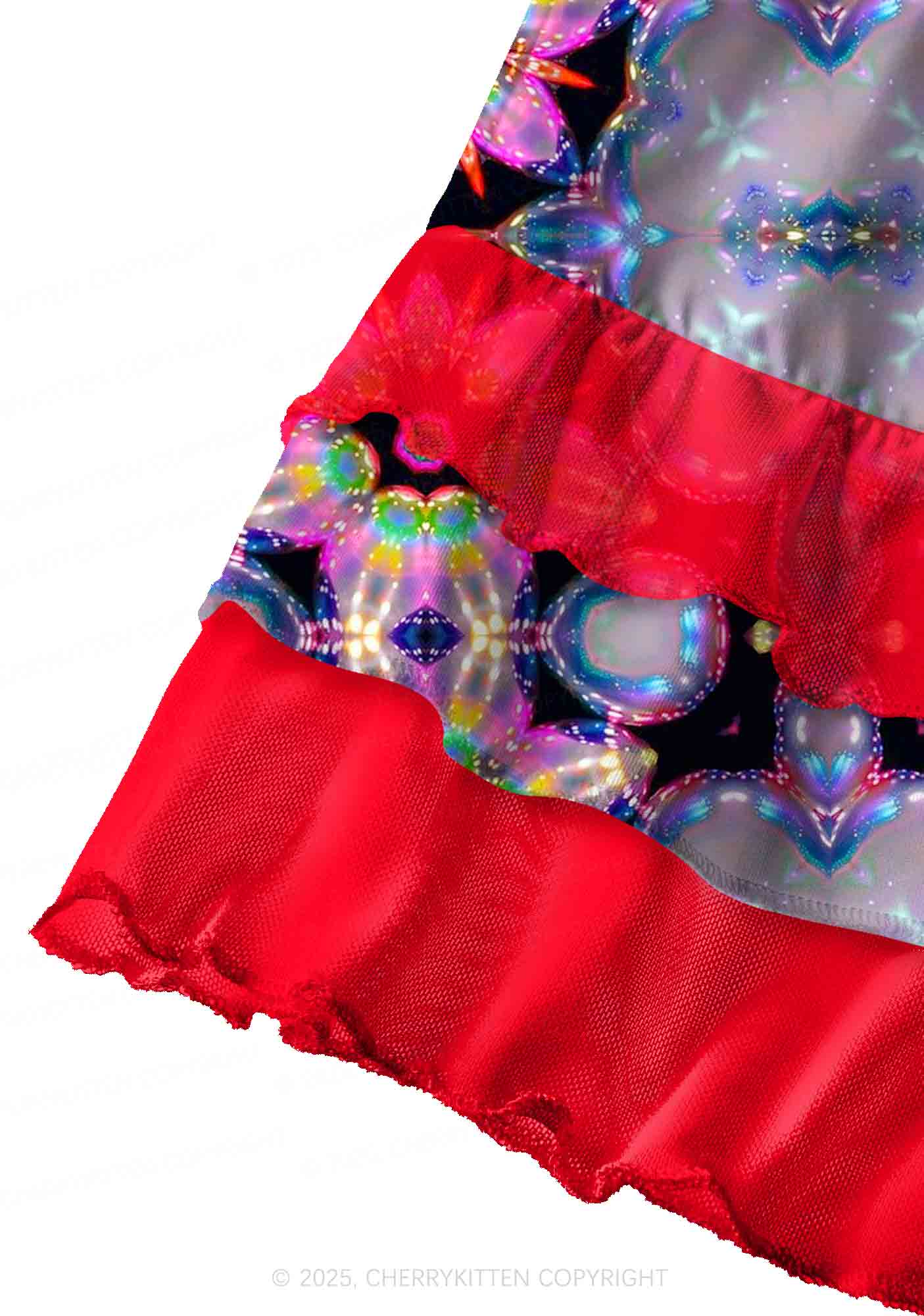 Rainbow Glow Y2K Print Mini Layered Skirt Cherrykitten