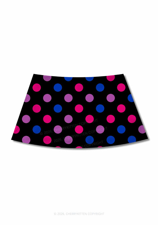 Bisexual Dots On Black Pride Y2K Print Mini Skirt Cherrykitten