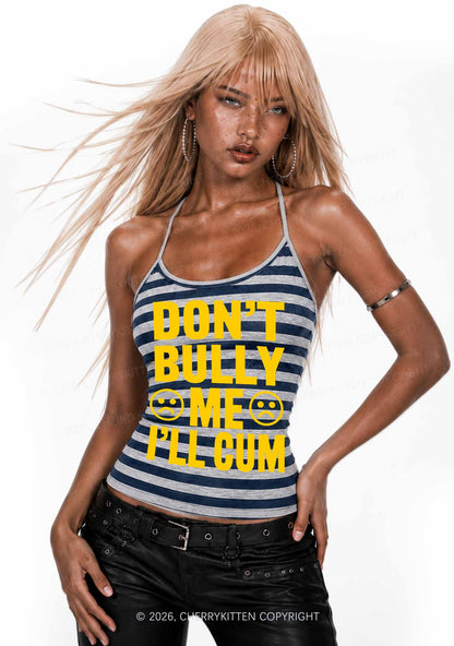 Dont Bully Me Y2K Navy Grey Striped Halter Neck Cami Cherrykitten