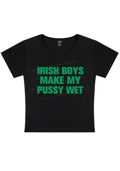 Irish Boys Make My Puxxy Wet St Patricks Y2K Baby Tee Cherrykitten
