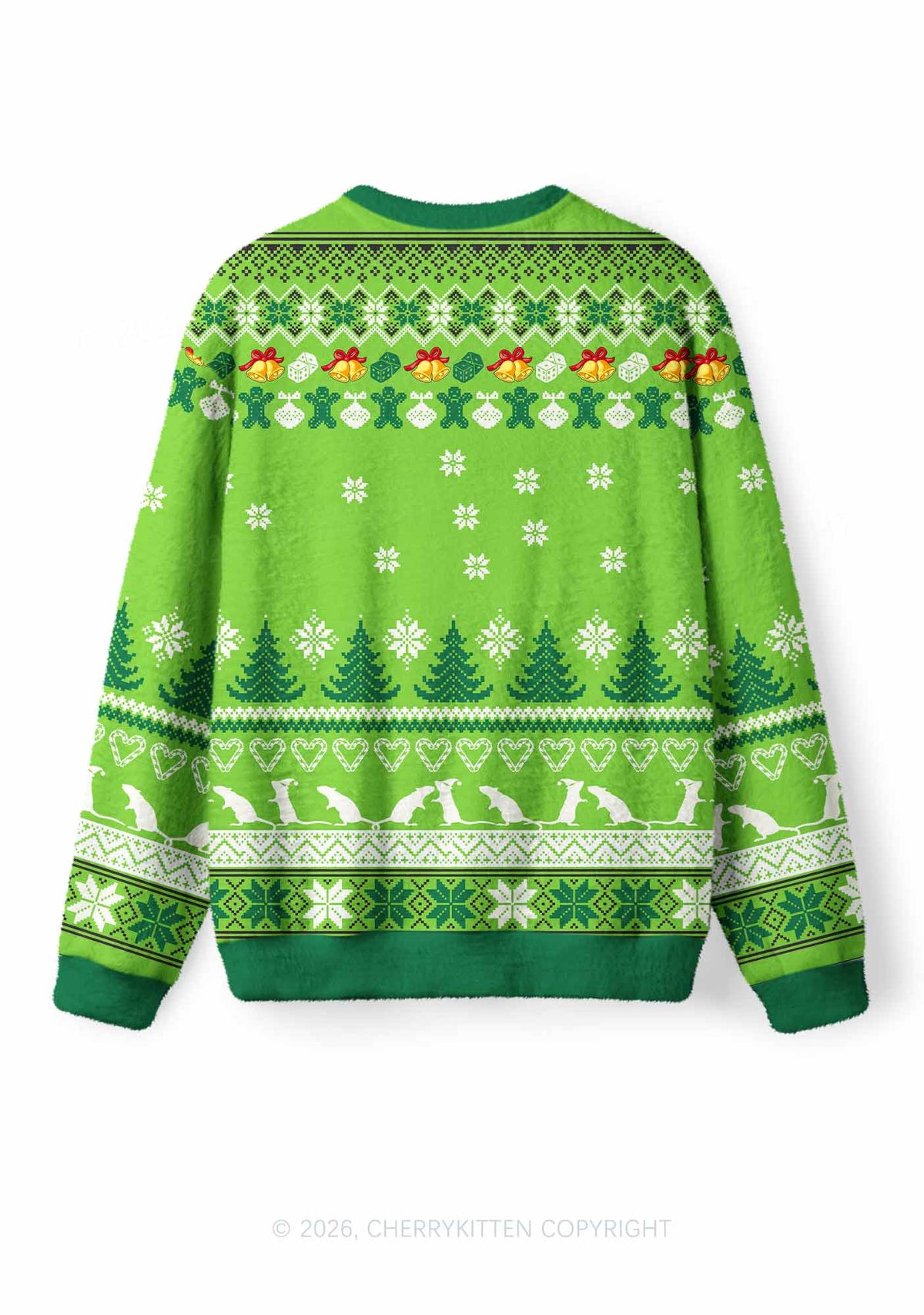 Four Christmas Rats Y2K Knit Sweatshirt Cherrykitten