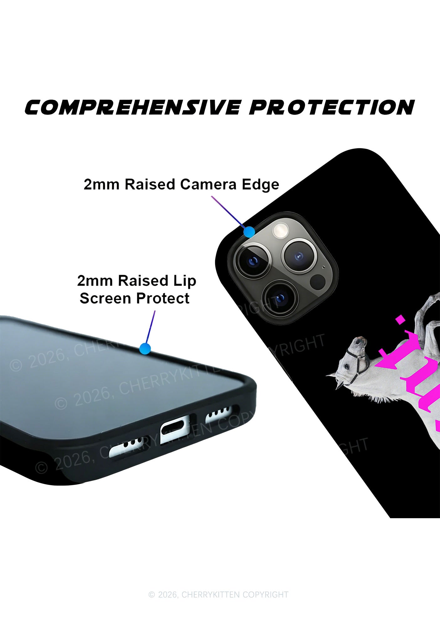 Pink Cxxt Horse Y2K Phone Case Cherrykitten