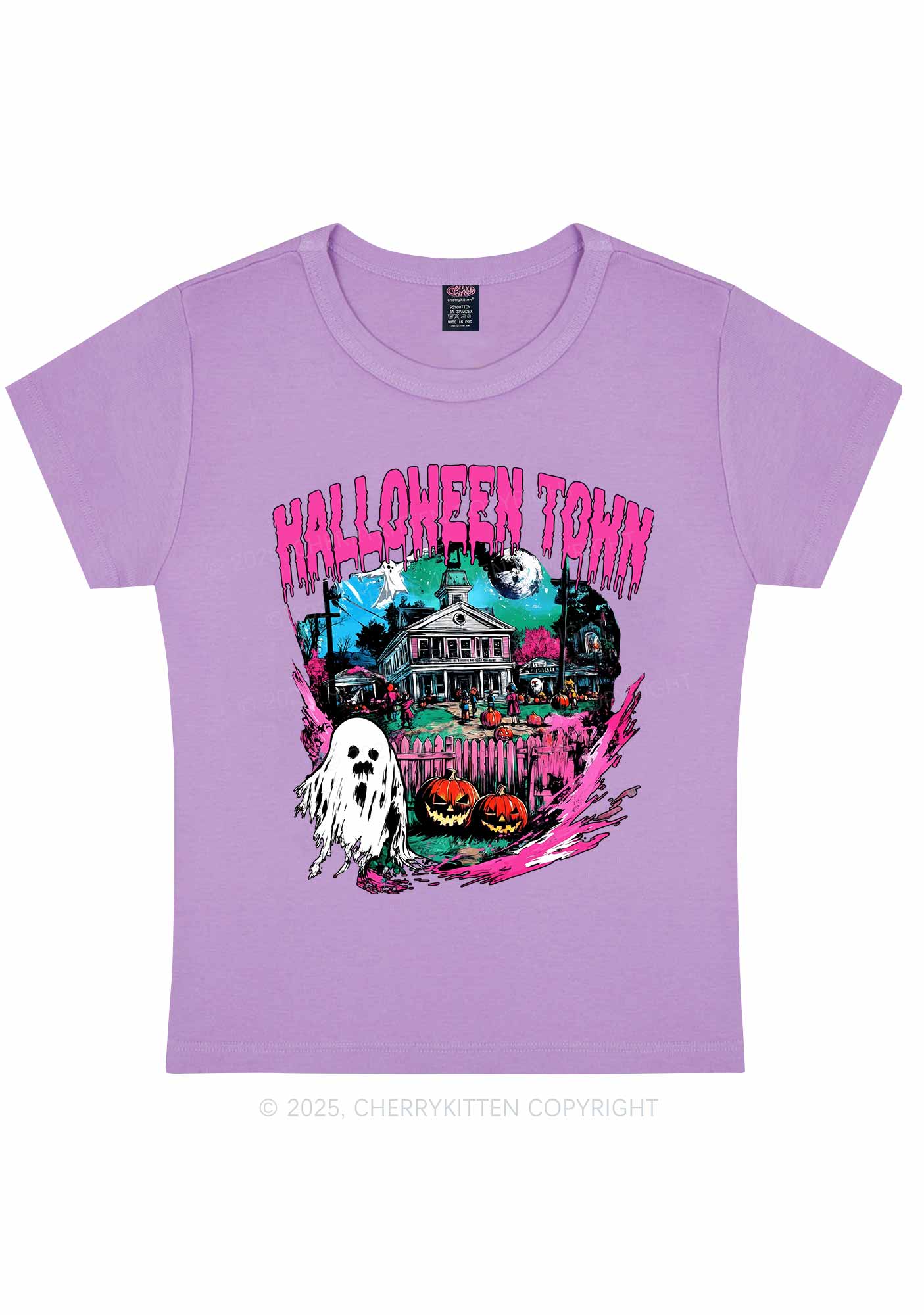 Halloween Ghost Town Y2K Baby Tee Cherrykitten