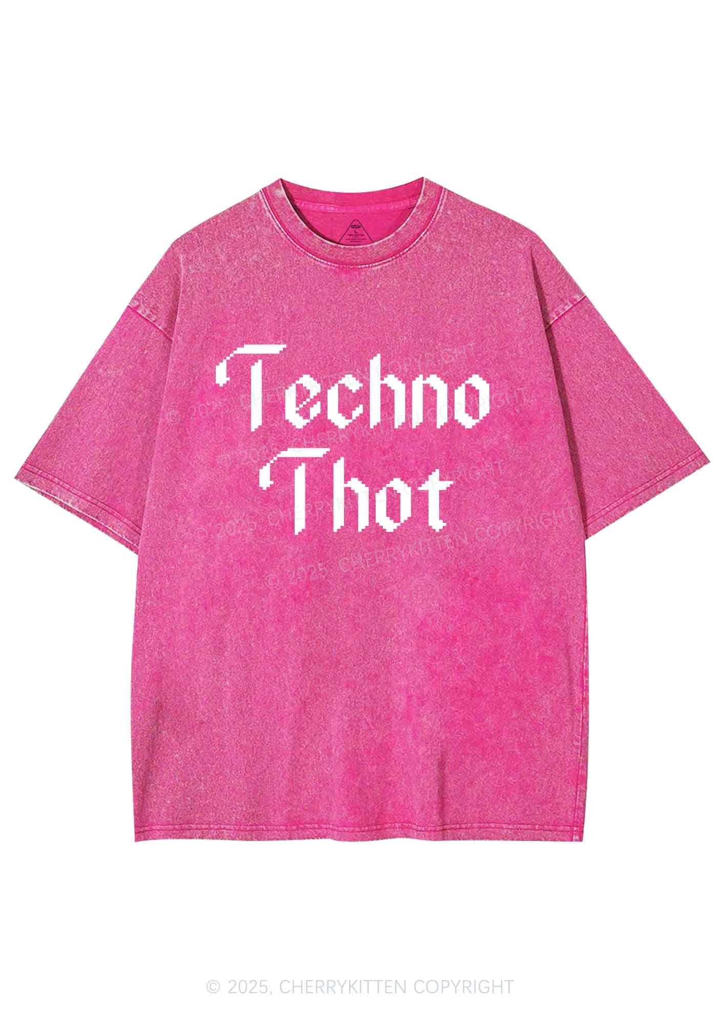 Techno Thot Y2K Shirts Washed Tee Cherrykitten