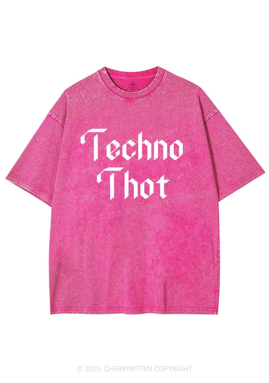 Techno Thot Y2K Shirts Washed Tee Cherrykitten