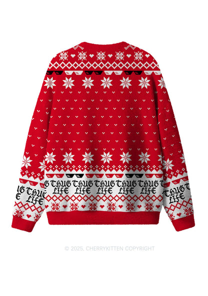 Thug Life Y2K Christmas Knit Sweatshirt Cherrykitten