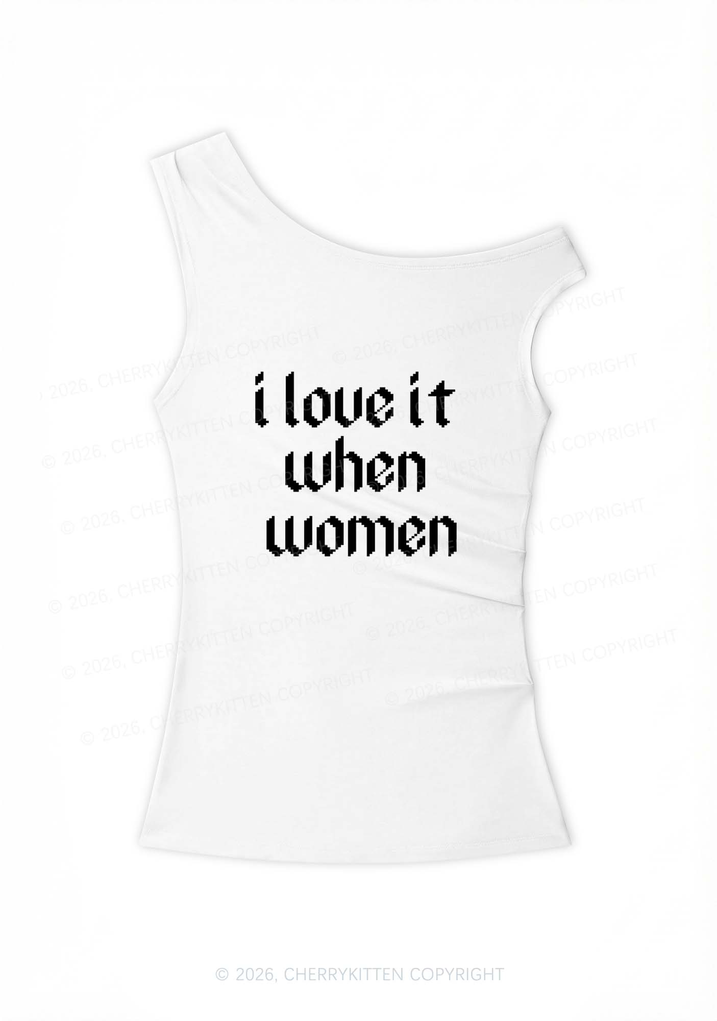 I Love It When Women Pride Y2K Off Shoulder Tank Top Cherrykitten