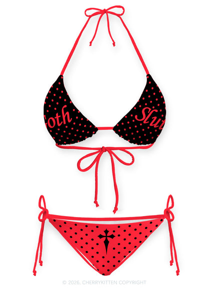 Goth Slxt Y2K Print Bikini Set Cherrykitten